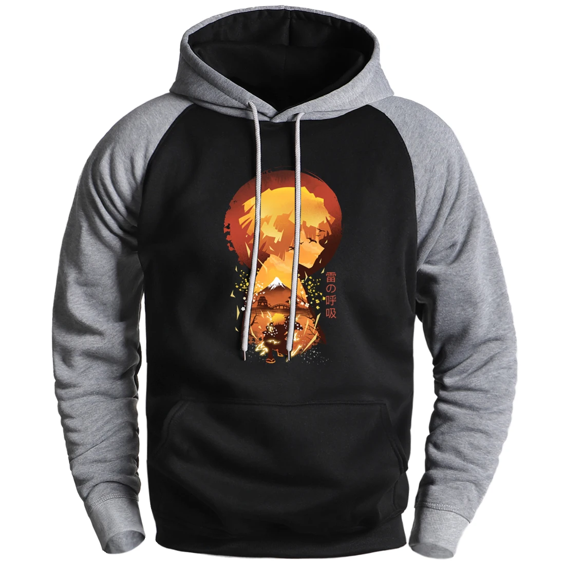 

Ukiyo Demon Slayer Print Men Raglan Hoodies High Quality Casual Loose Soft Raglan Hooded Tracksuits Male Autumn Winter Clothing