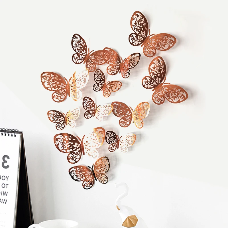 Butterfly Butterflies Wall Sticker Pink Purple Light 3D Home Décor Decoration 3D | UK