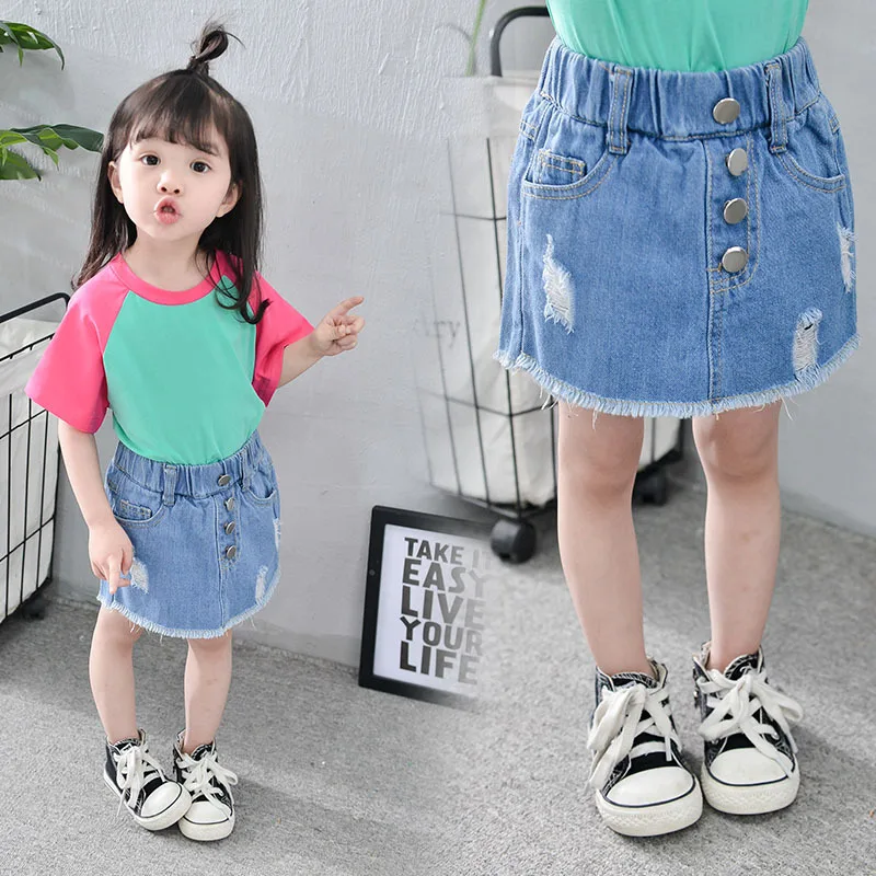 Шорты для маленьких девочек среднего и большого размера с дырками, джинсовые брюки, г., новые стильные летние шорты в Корейском стиле детские джинсы