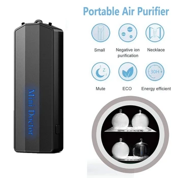 

Personal Wearable Air Purifier Necklace USB Mini Portable Air Freshener Ionizer Negative Ion Generator for Travel Black