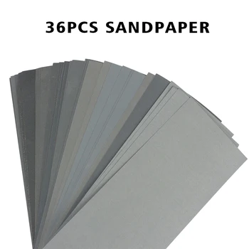 

36pcs Abrasive Multipurpose Wood Furniture Granularity Wet Dry Sandpaper Silicon Carbide Automotive Polishing Home Portable