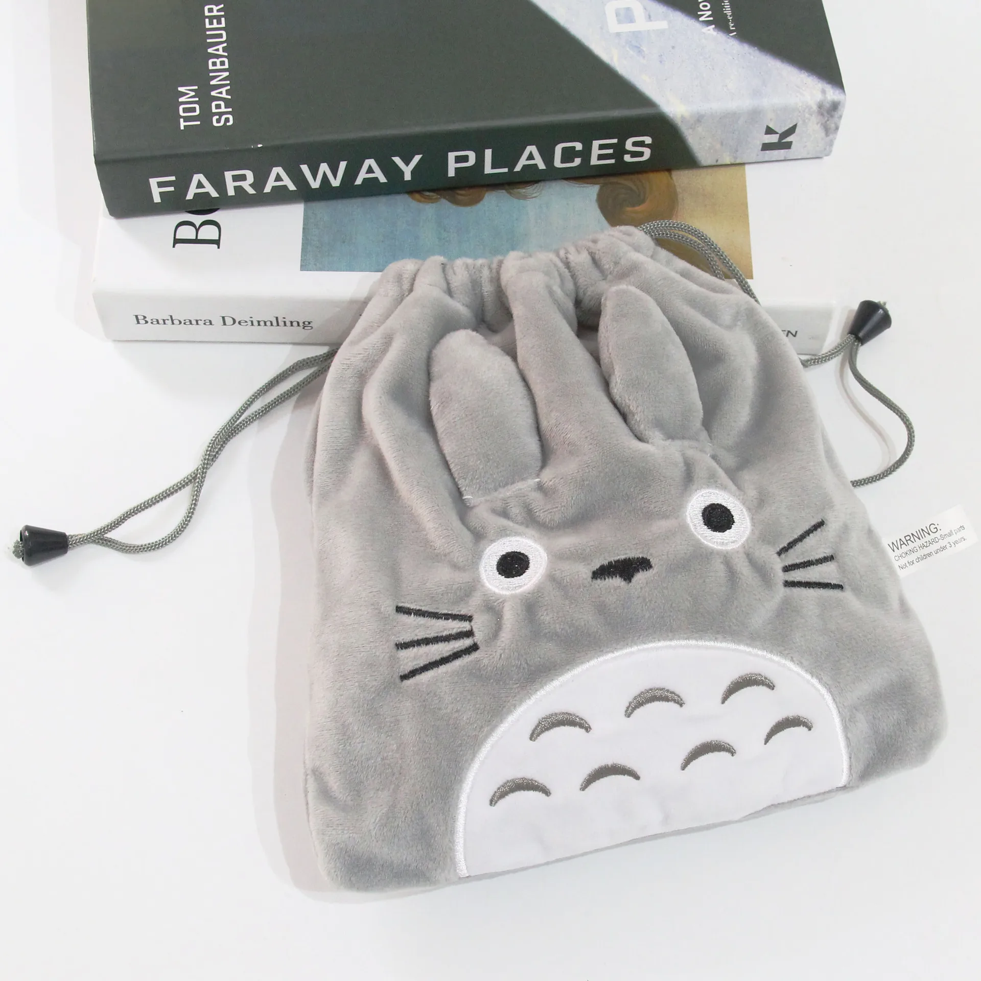 10pcs/Lot Cartoon Anime Totoro Plush Storage Bags Gray Key Card Holder Pouch Stuffed Animal Drawstring Pocket Plush Purse Bag