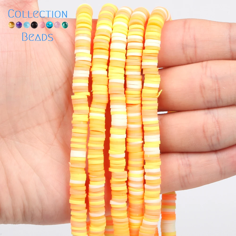 6mm 320Pcs Flat Round Polymer Clay Beads Heishi Disk Loose Spacer Handmade Beads For DIY Jewelry Making Bracelet Accessories 