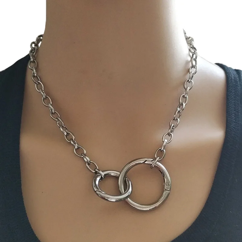 

Gothic Collares Double Round Circle Lasso Chain Choker Punk Necklace Collar Statement Necklaces for Women Jewelry