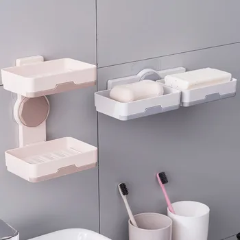 

1pc Doppio Strato di Sapone Dish Holer Auto Adesivo Doccia Del Bagno Porta Sapone A Parete di Sapone Rack di Stoccaggio Box Per