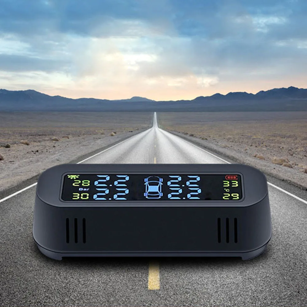 Солнечная энергия TPMS система контроля давления в шинах lcd+ Внутренний датчик Комплект деталей