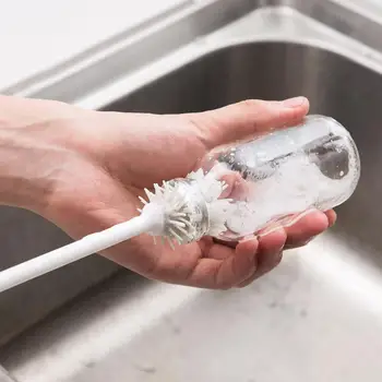 

1pc Bottle Cleaner Silicone Head Cup Cleaning Brush Long Handle Brushes Baby Feeding Bottle Brush Jar Pipe Brush Kitchen Tools