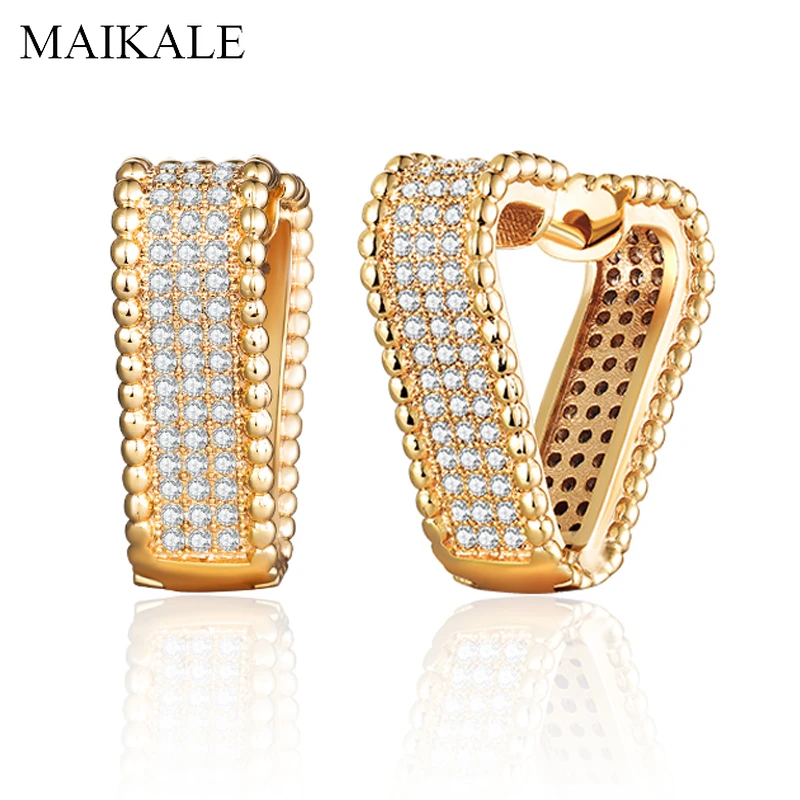 

MAIKALE Luxury Cubic Zirconia Big Stud Earrings Gold Silver Color Heart Shape Ear Studs CZ Earrings for Women Jewelry Girls Gift