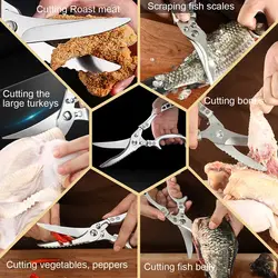 Ciseaux de cuisine en acier inoxydable, multifonctions, puissants, gadgets portables pour l'extérieur, ciseaux tranchants, 2022 