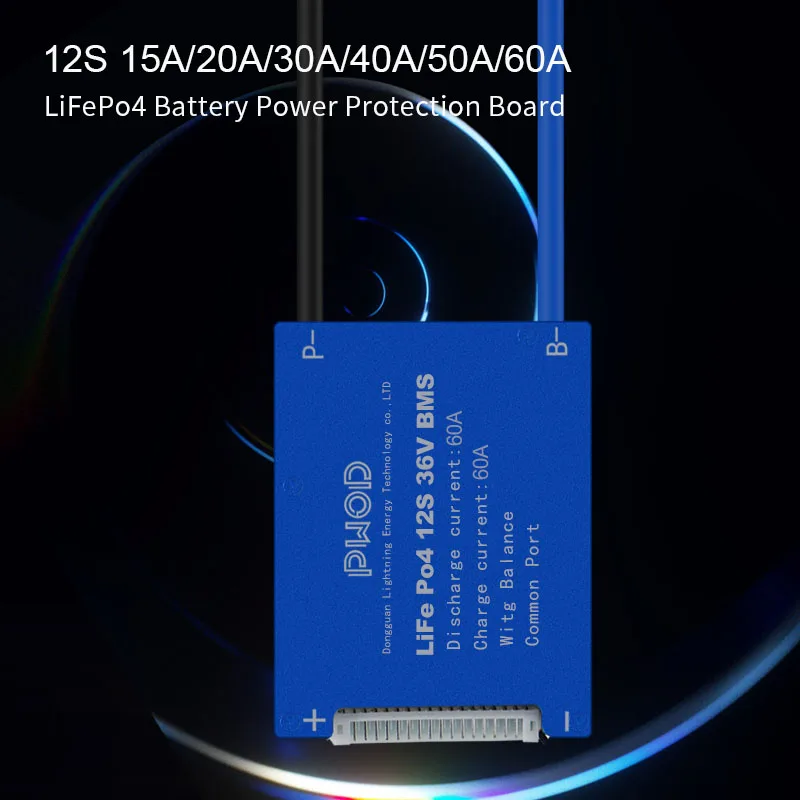 12S 36V LiFePo4 Smart BMS 15A 20A 30A 40A 50A 60A с многофункциональной защитой для электровелосипеда