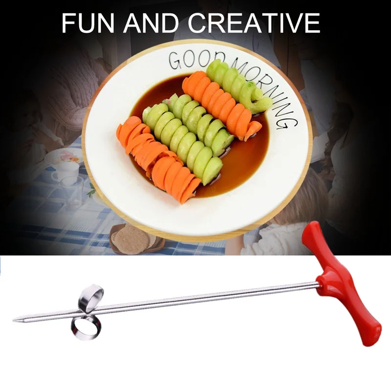 

New Creative Vegetable Fruit Spiral Twist Knife Stainless Steel Manual Spiral Carving Cutter Kitchen Tray Decoration Vegetable K