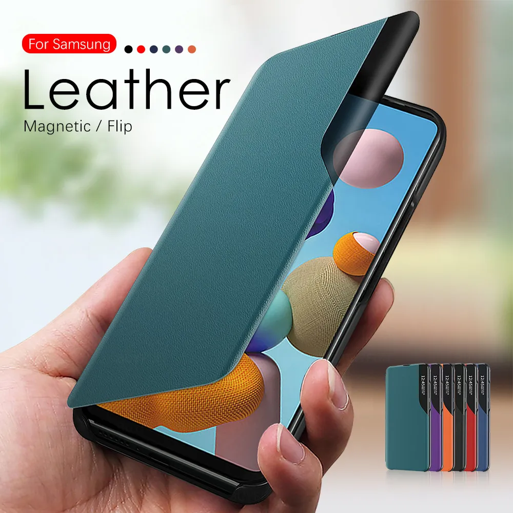 Кожаный чехол книжка с окошком для Samsung Galaxy A21s A31 A51 A10 A20 A30 A50 A70 S M51 M31s M31 M21