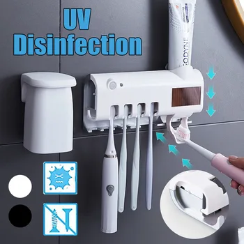 

NEW 2000mAh UV Toothbrush Sterilizer Solar Power LED Disinfection Wall Mounted Automatic Toothbrush Holder+Magnetic Suction Cup