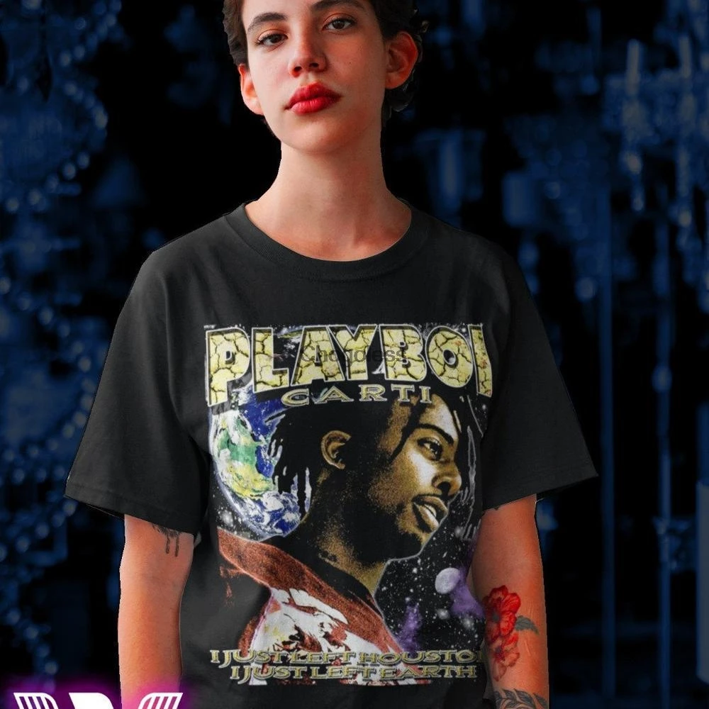 Футболка Playboi Carti я только что вышел из Хьюстона оставил рубашку в стиле хип-хоп и