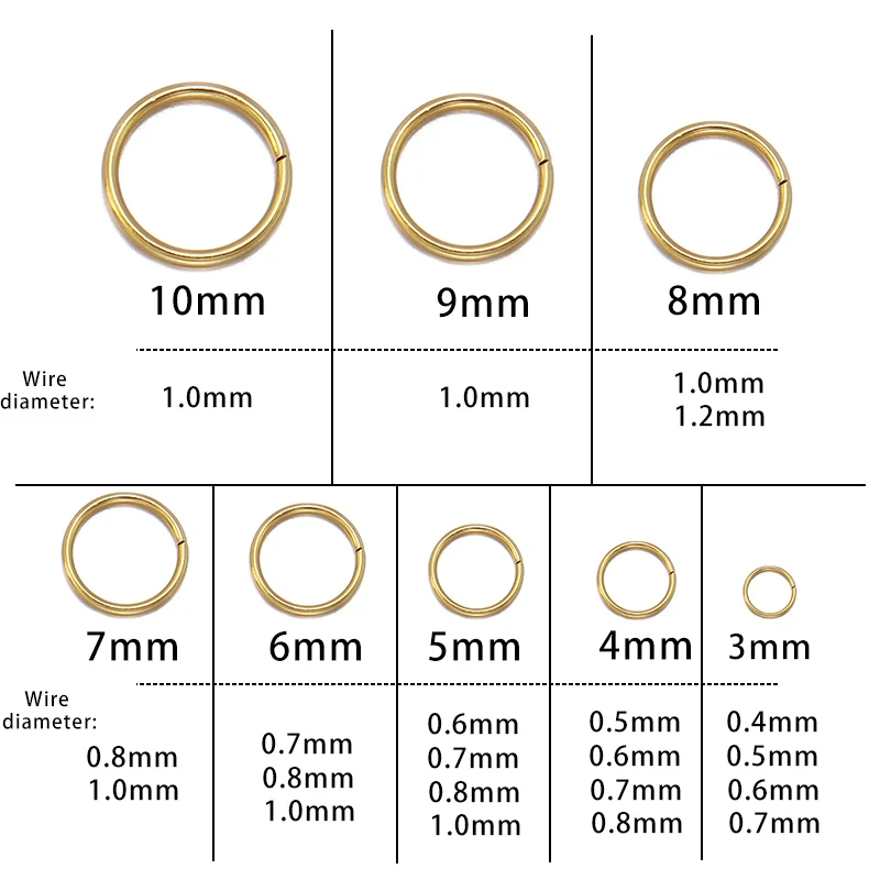 1Box 3-10mm Mixed Stainless Steel Open Jump Rings Split Rings Connectors  For Diy Jewelry Making DIY Necklace Crafts Accessories