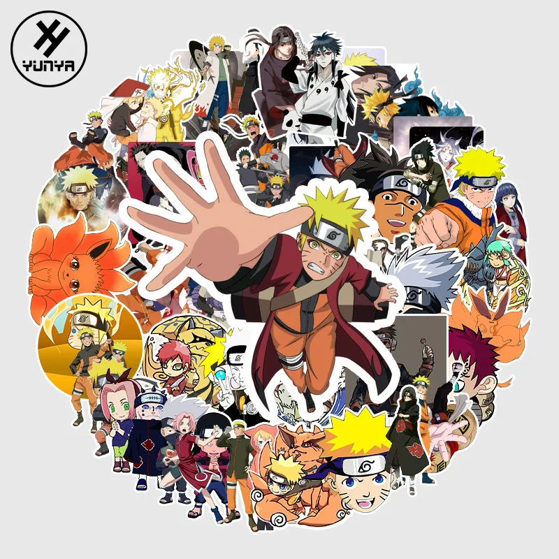 

62 pcs Japanese anime Naruto Uzumaki travel trolley case graffiti self-propelled motorcycle car skateboard guitar stickers