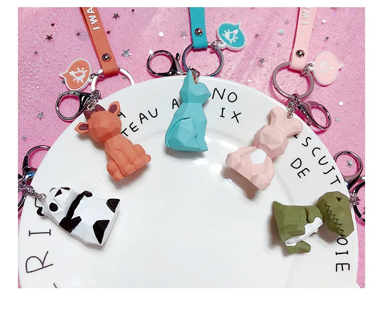 2019 New Fashion Cute Dinosaur Keychain Key Ring Fashion Cartoon PU Key Chain Creative Car Bag Phone Key Ring (1)