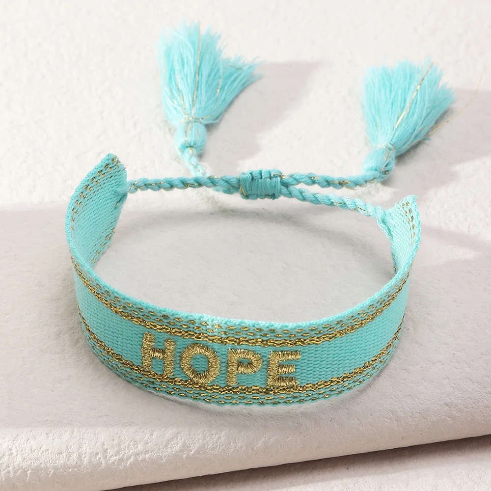 Fine Boho Braided Tassel Bracelet Handmade - LOVE, HOPE messages