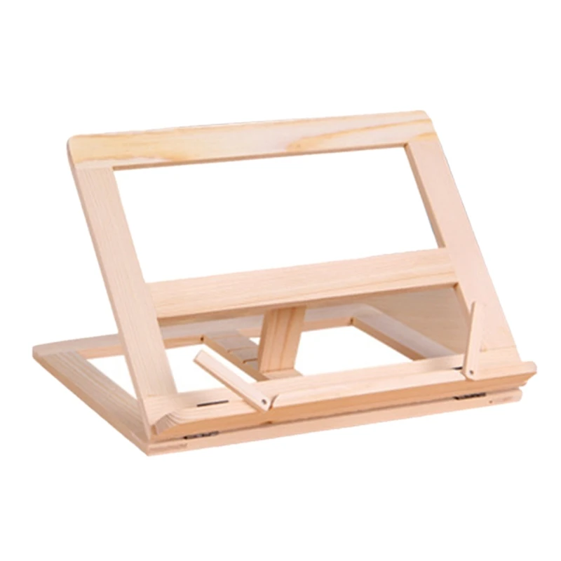 

Wooden Cook Book Stand Reading Book Recipe Holder with Page Paper Clips Foldable Station for Tablets Cell Phones