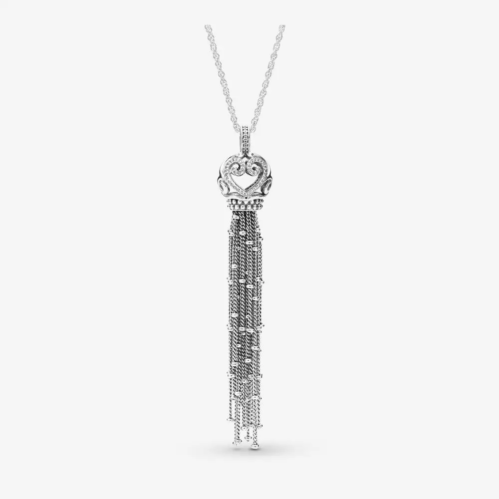 

2020 Real 925 Sterling Silver Magic Tassel Necklace Pendant Charm For Women Retro Fashion Sliding necklace Pendant DIY jewelry