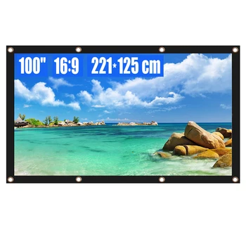 

Portable Projector Screen 60 72 84 100 Inch 16:9 HD 3D Foldable Anti-Crease Camp Movies Screen Support Double Sided Projection
