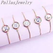 12 шт красочные скорлупки из циркония серьги-гвоздики с надписями браслеты CZ микро проложить новомодное очарование регулируемая цепочка для женщин