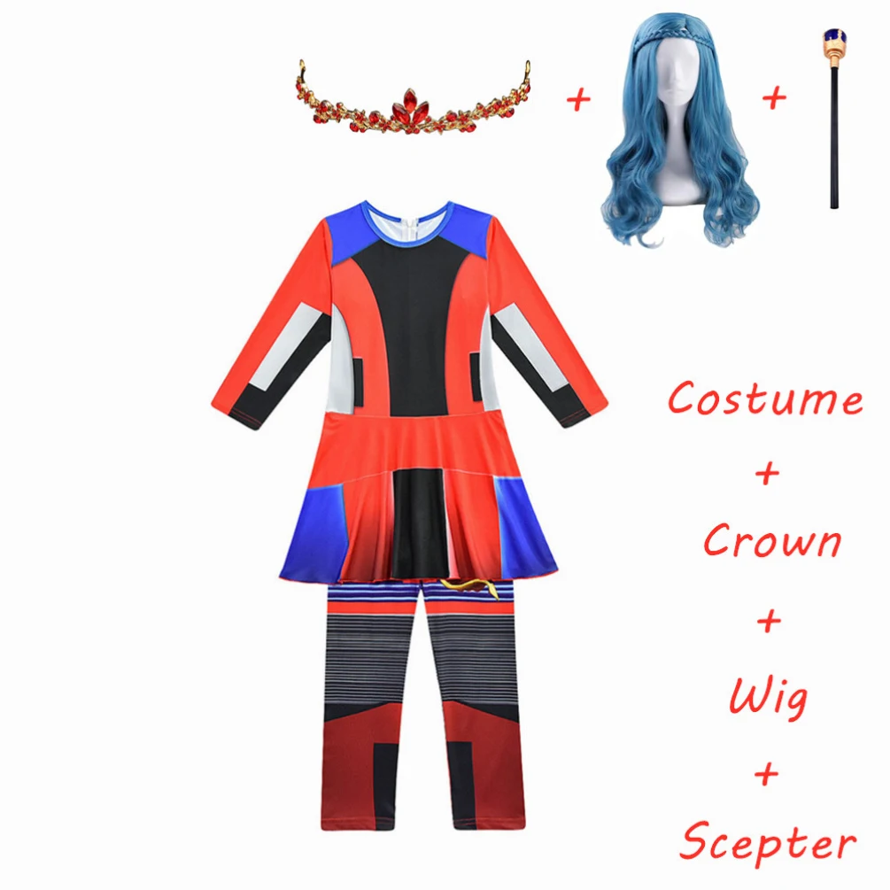 Descendants 3 Queen Audrey Evie Mal Cosplay Costume for Women and Kids - Halloween Party Funny Costumes image 3