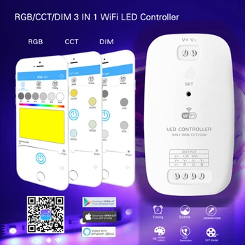 

New 3 in 1 Wifi led controller DIM/RGB/CCT smart led Strip Light Controller Compatible with Alexa Assistant for An iOS System