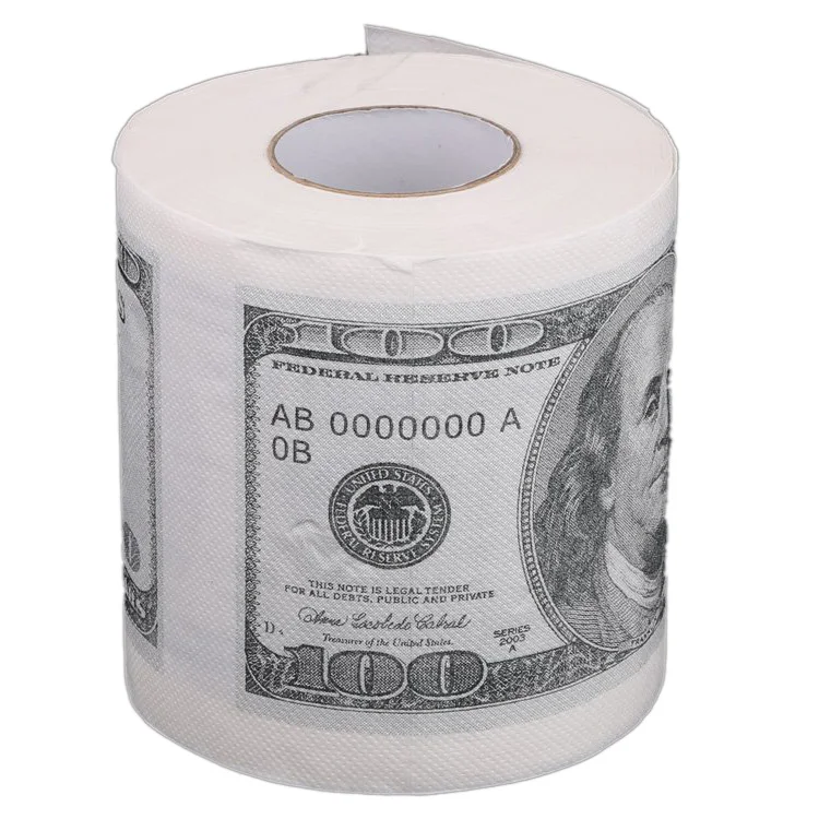 Туалетная бумага рулонная с рисунком для $100 белый| |