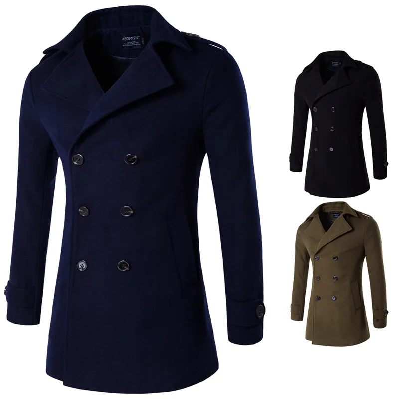 

Hot Selling Spring And Autumn New Style High Quality Men Duffle Coat Double Breasted Epaulette Coat Trench Coat D111
