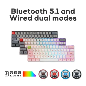 

GK61 SK61S Wireless Mechanical Keyboard Bluetooth PBT Keycap Gateron Optical Switch RGB Backlit Gaming PC Desktop Laptop Gamer