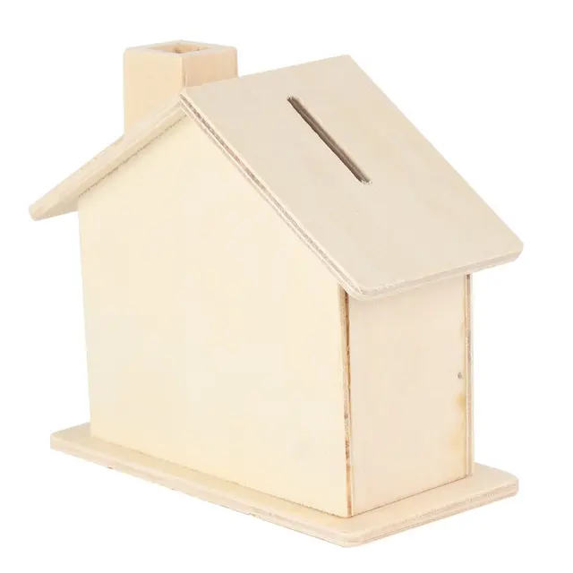 New Children Piggy Bank Baby Handmade DIY Baipi Wooden Coin House Chalet Save money Base Art Decor Toy Collectible Ornament Bank 4