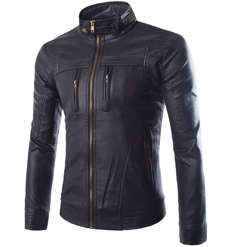 

Eaby AliExpress 2018 New Style Leather Coat Boutique Buffalo Hide Stand Collar Leather Coat Jacket Y212
