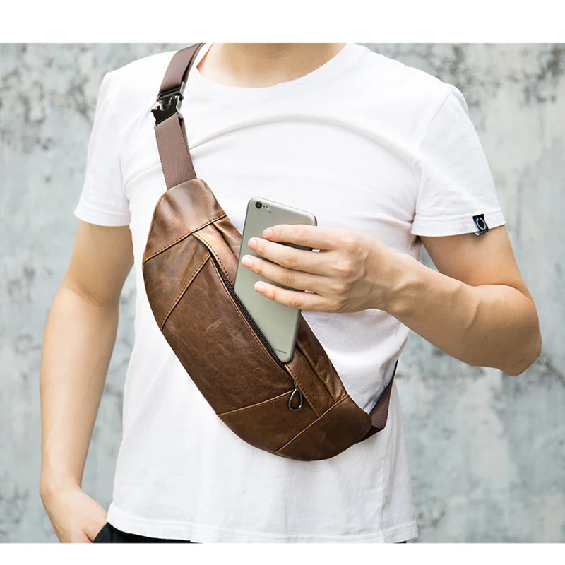 Riñonera de cuero suave para hombre, bolso para la cintura, para teléfono,  para adolescentes