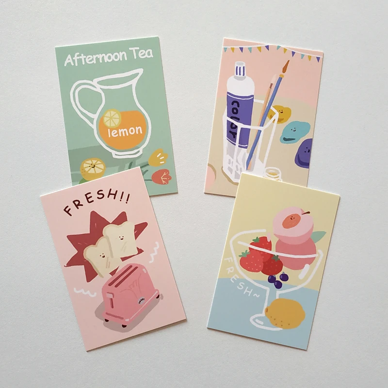 Creative Tea Party Series Lomo Card DIY Cartoon Mini Postcard Birthday Gift Card Message 52*80mm 28 Pcs/Set