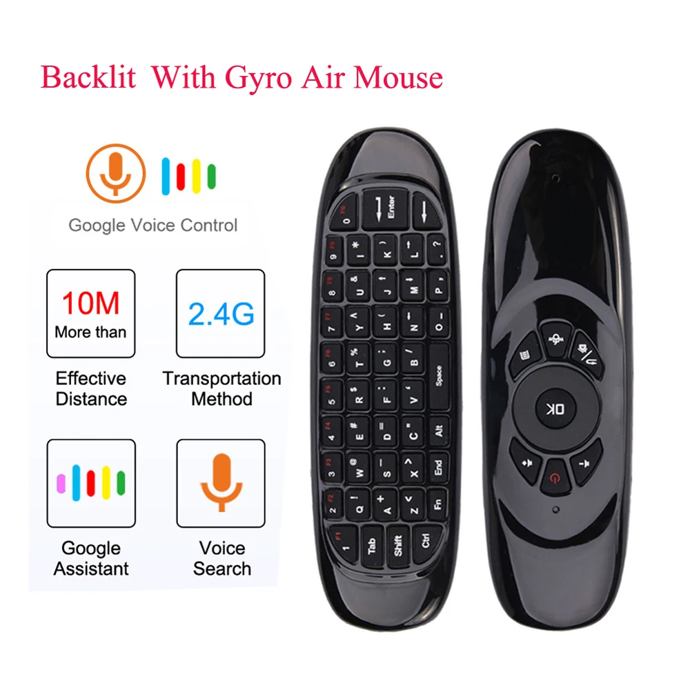 

2.4G Air mouse Wireless Keyboard Remote Control With 7 color Backlight voice for Android Smart TV Box H96 MAX Russian/English