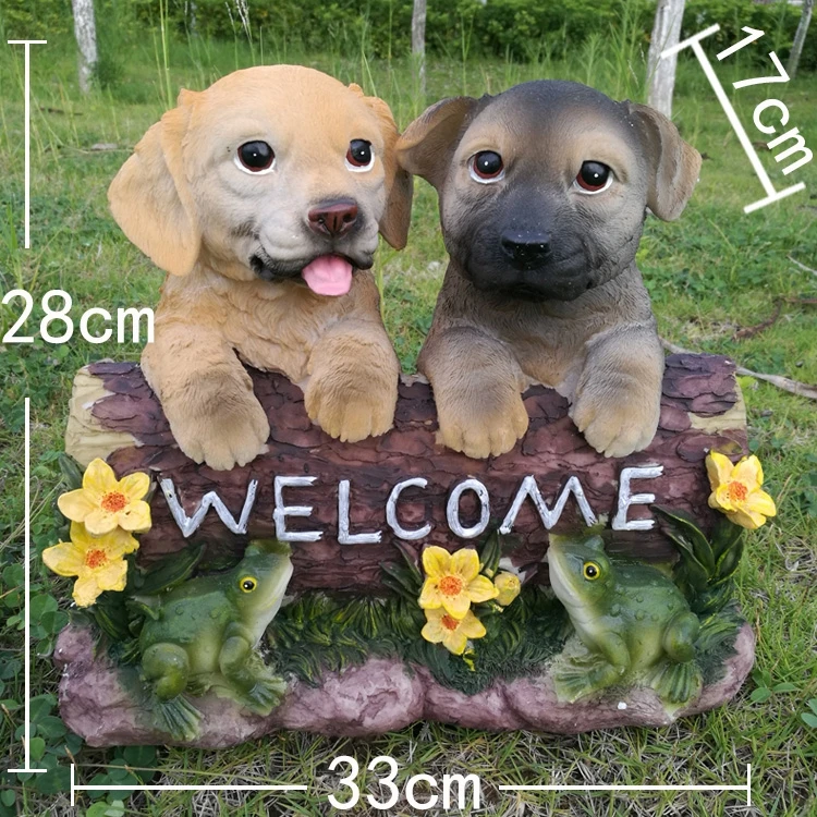 

Outdoor Cute Resin Dog Figurines Crafts Villa Garden Ornaments Decoration Courtyard Park Welcome Card Simulation Animals Statue