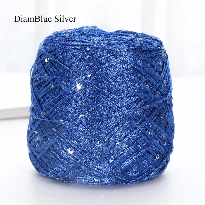 2pcs(200g) Fashion Summer Ice Silk Line Feature Sequins Line Yarn Diy Hand-knitted Wool Thread Sweater Scarft Hats Accessories - Цвет: DiamBlueSilver