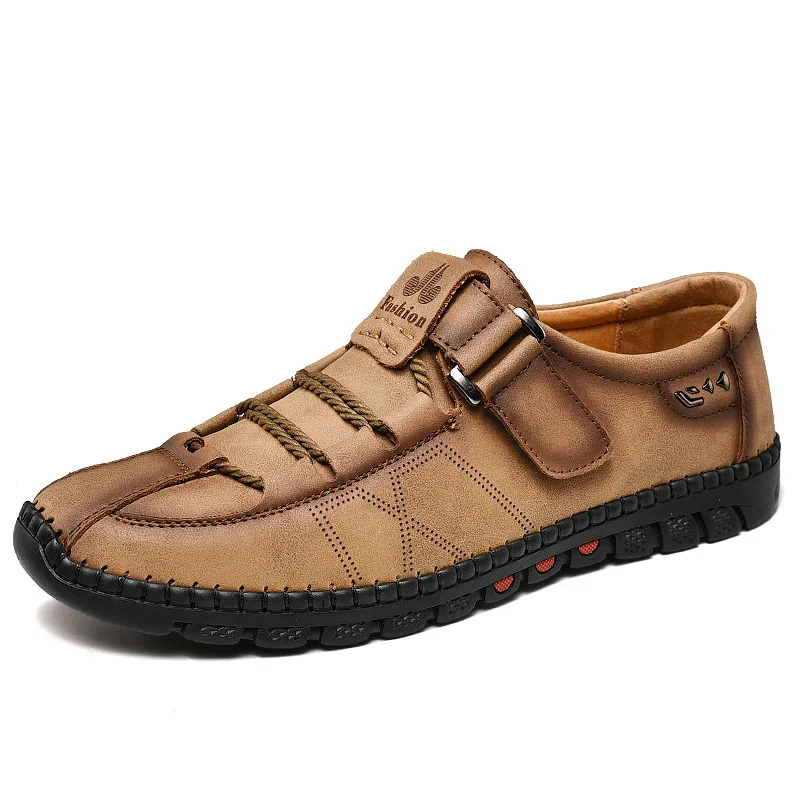 New Four Seasons Handmade Men's Shoes 38-47 Walking Shoes Men Outdoor Breathable Cuff Leather Men's Casual Shoes