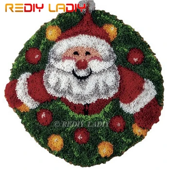 

Latch Hook Kit Make Your Own Rug Santa Wreath Tapestry Crocheted Cushion Mat DIY Carpet Rug Set Pre-Printed Canvas Hobby & Craft