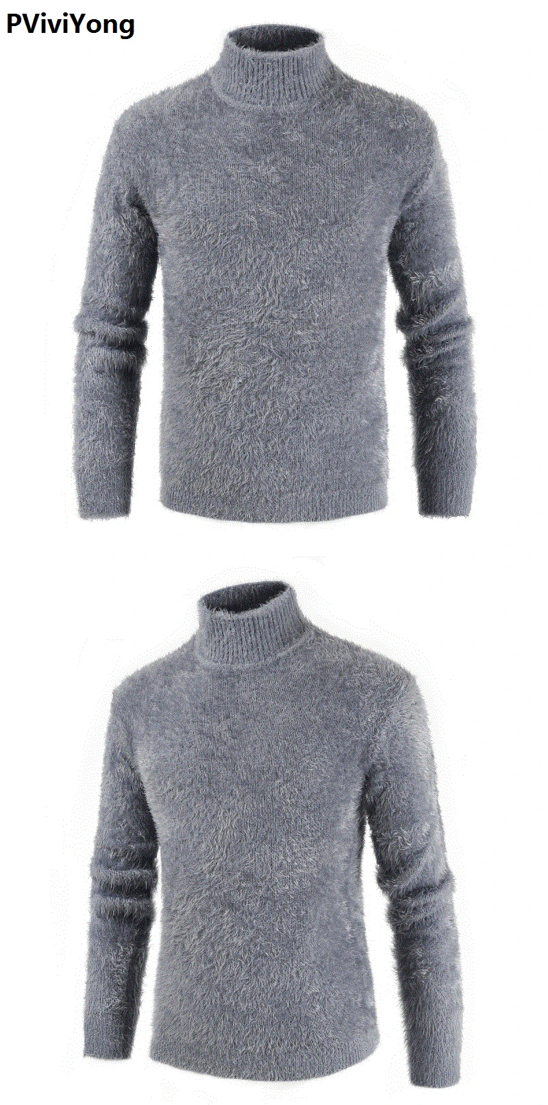 PViviYong Новое поступление осенний высококачественный мужской свитер с принтом и высоким воротником, мужские повседневные тонкие пуловеры 316