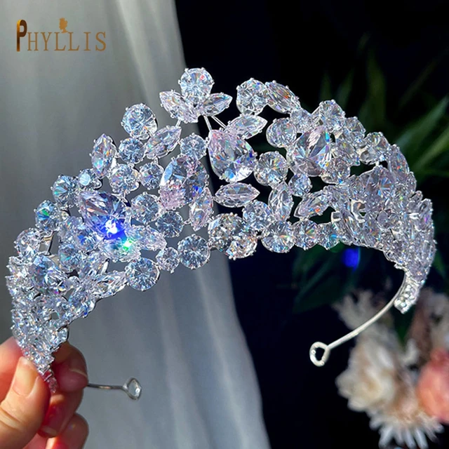 A366 Zirconia Princess Wedding Bridal Tiaras and Crowns Pageant Hair Jewelry Party Headpieces for Women Birthday Crown Headdress A363-S