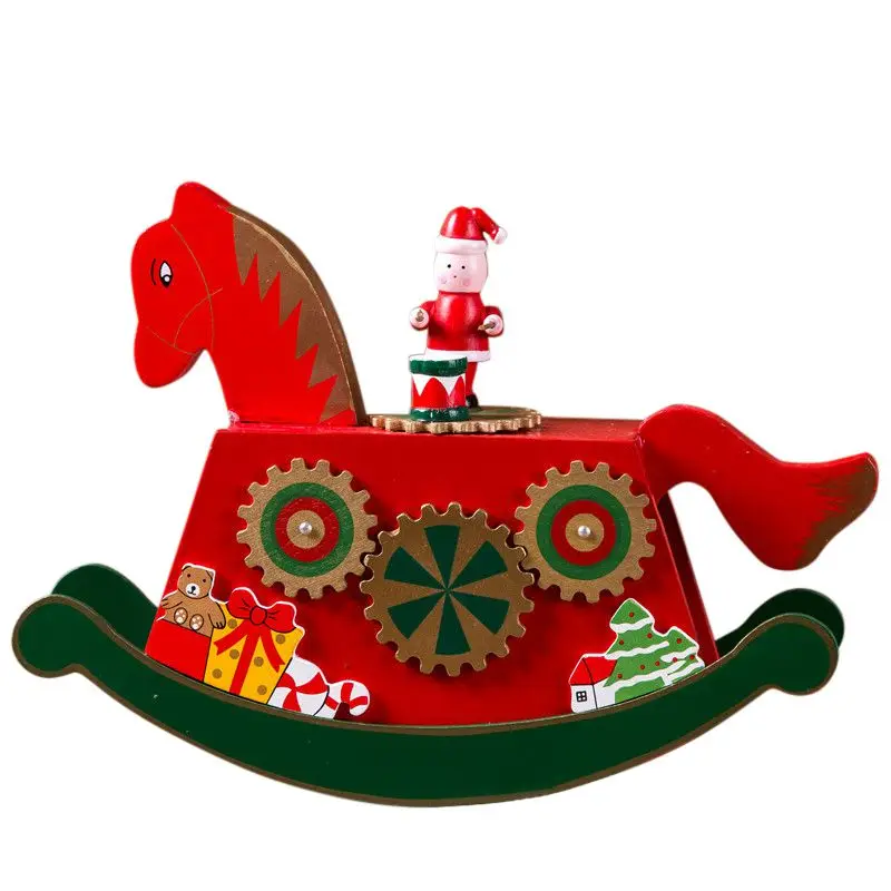 

Christmas Wooden Nutcracker Rocking Horse Wooden Crafts Creative Ornaments Christmas Decorations For Home Decoration