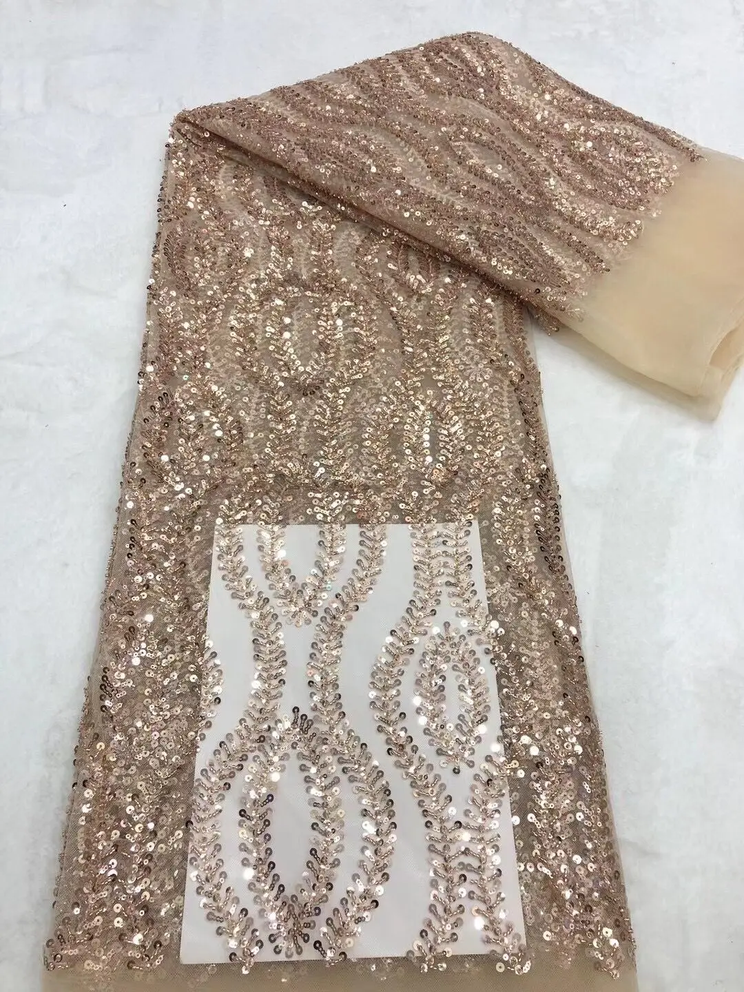 

latest african lace fabric high quality lace net tulle with sequins and beads S-6886810 french lace fabric african fabric