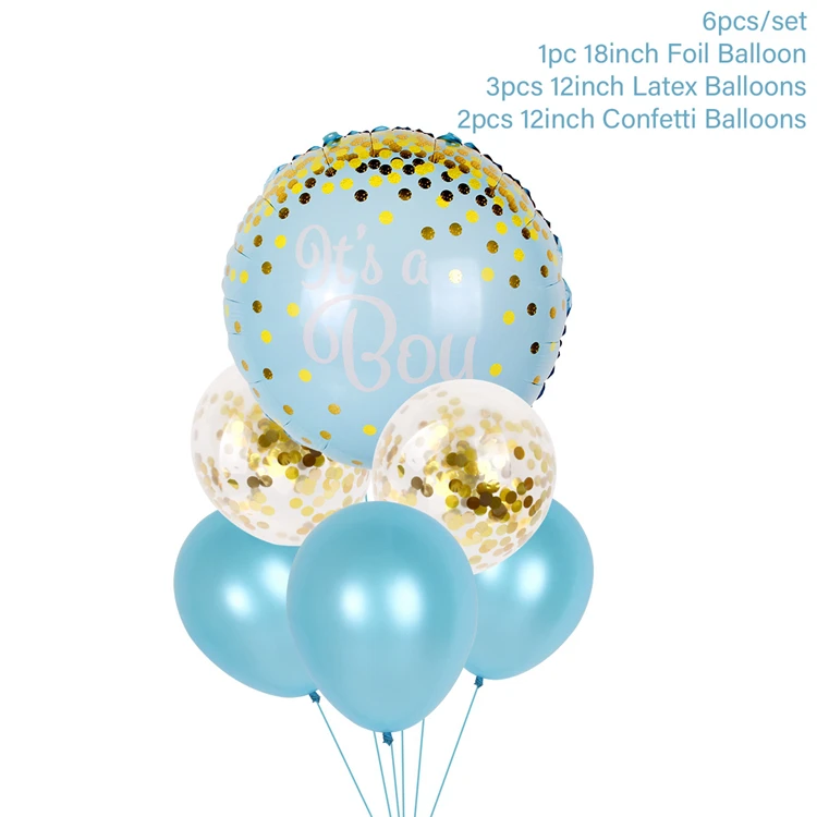 Huiran розовый синий детский воздушный шар набор 1-й День рождения украшения Дети с днем рождения воздушные шары балоны мальчик или девочка пол раскрыть - Цвет: balloon 06