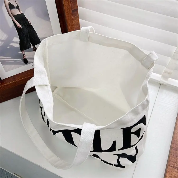 Women Letter Print Canvas Bags Designer Handbags Simple Shoulder Bags for Women Large Capacity Casual Tote Ladies Shopping Bag