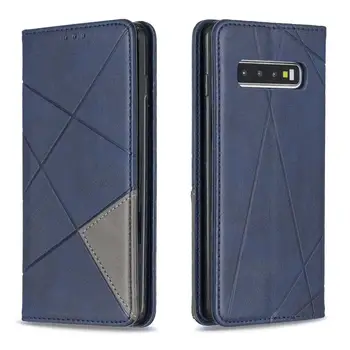 

For Samsung Galaxy S10e S10 S9 Note 10 Plus Luxury Leather Diamond Grid Splice Flip Wallet Stand Phone Case Magnetic Cover Bag