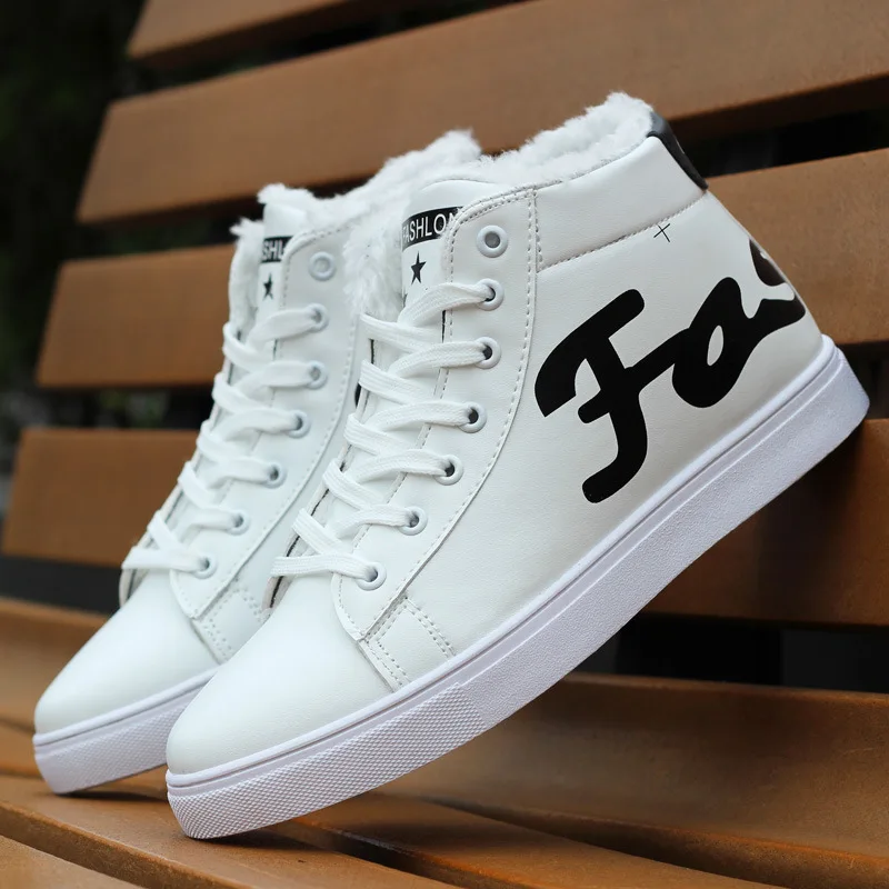 

YeddaMavis Boots White Winter Boots Men Shoes High Top Lace Up Skateboarding Shoes Men British Style Men Sneakers Man Trainers