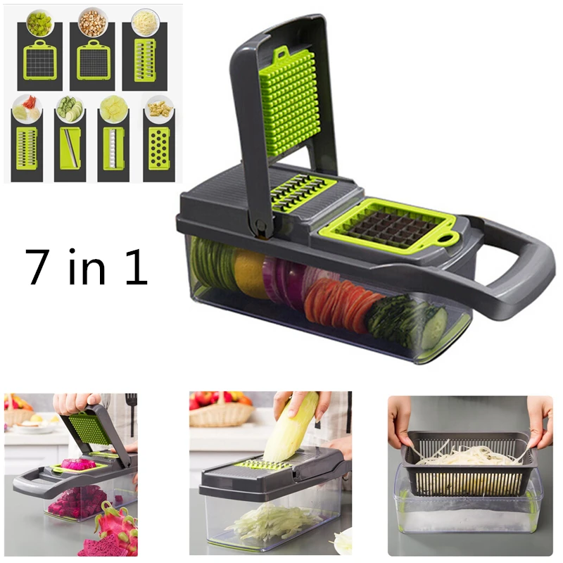 

Multifunction 7 in 1 Kitchen Pressing Food Chopper Cutter Slicer Peeler Dicer Vegetable Cheese Peeling Tool Cutting Kitchen Tool