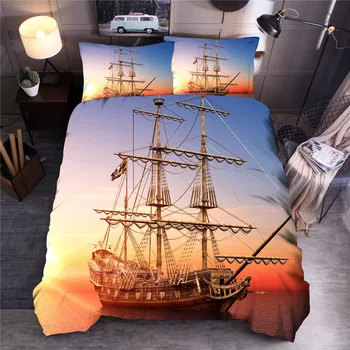 

Sailboat Printing Bedding Set Quilt Cover Set Duvet Cover Twin Queen King Size Soft Pillowcases